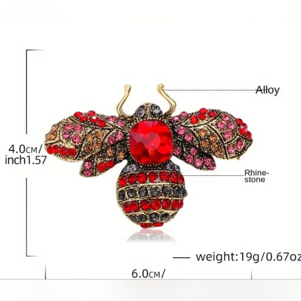 🌺Bumble Bee Rhinestone Brooch Lapel Pin Pendant Bee Accessories - Picture 5 of 5